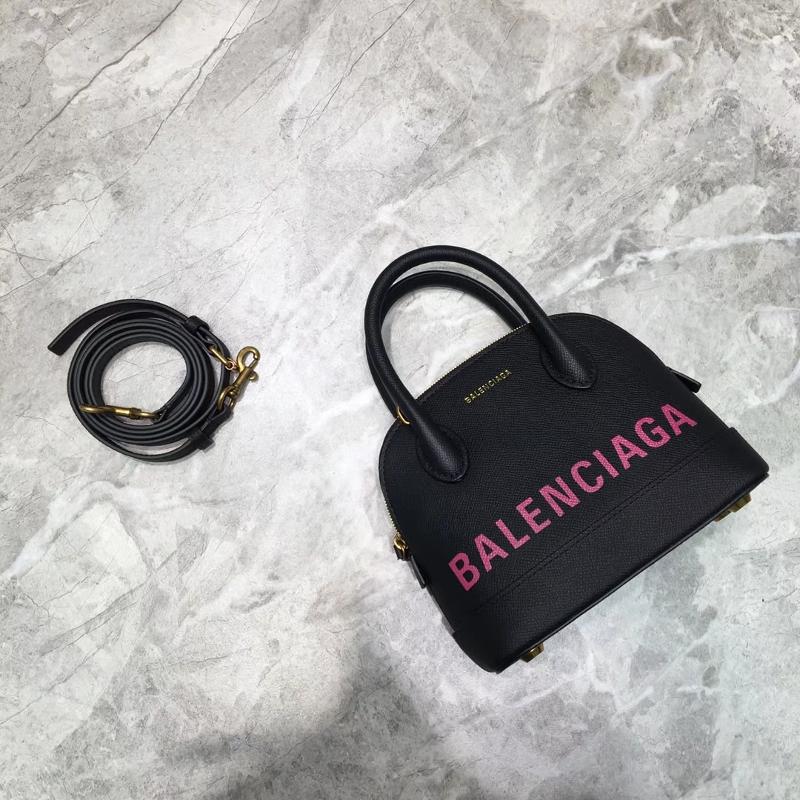 Balenciaga Bags 5506460 Cross Pattern Solid Black Rose Red Letter